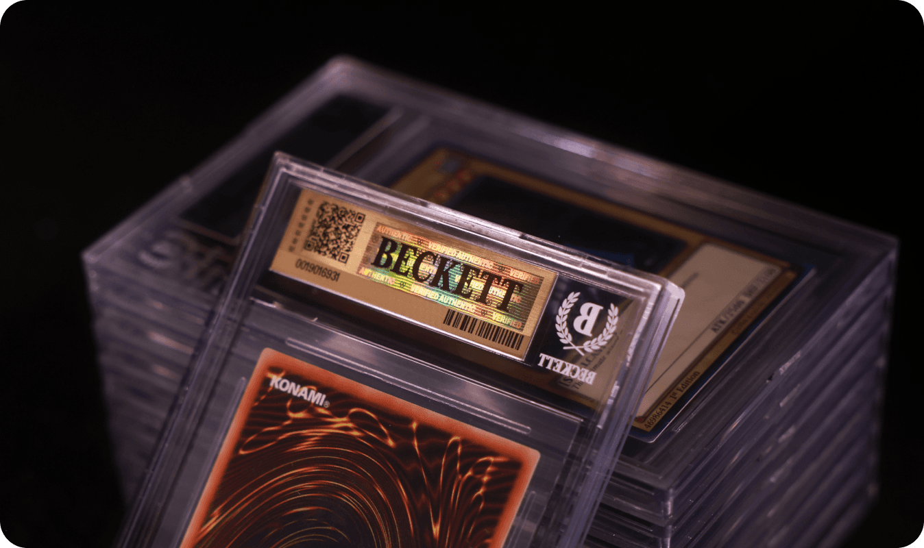 A picture showing security features of Beckett's new labels.